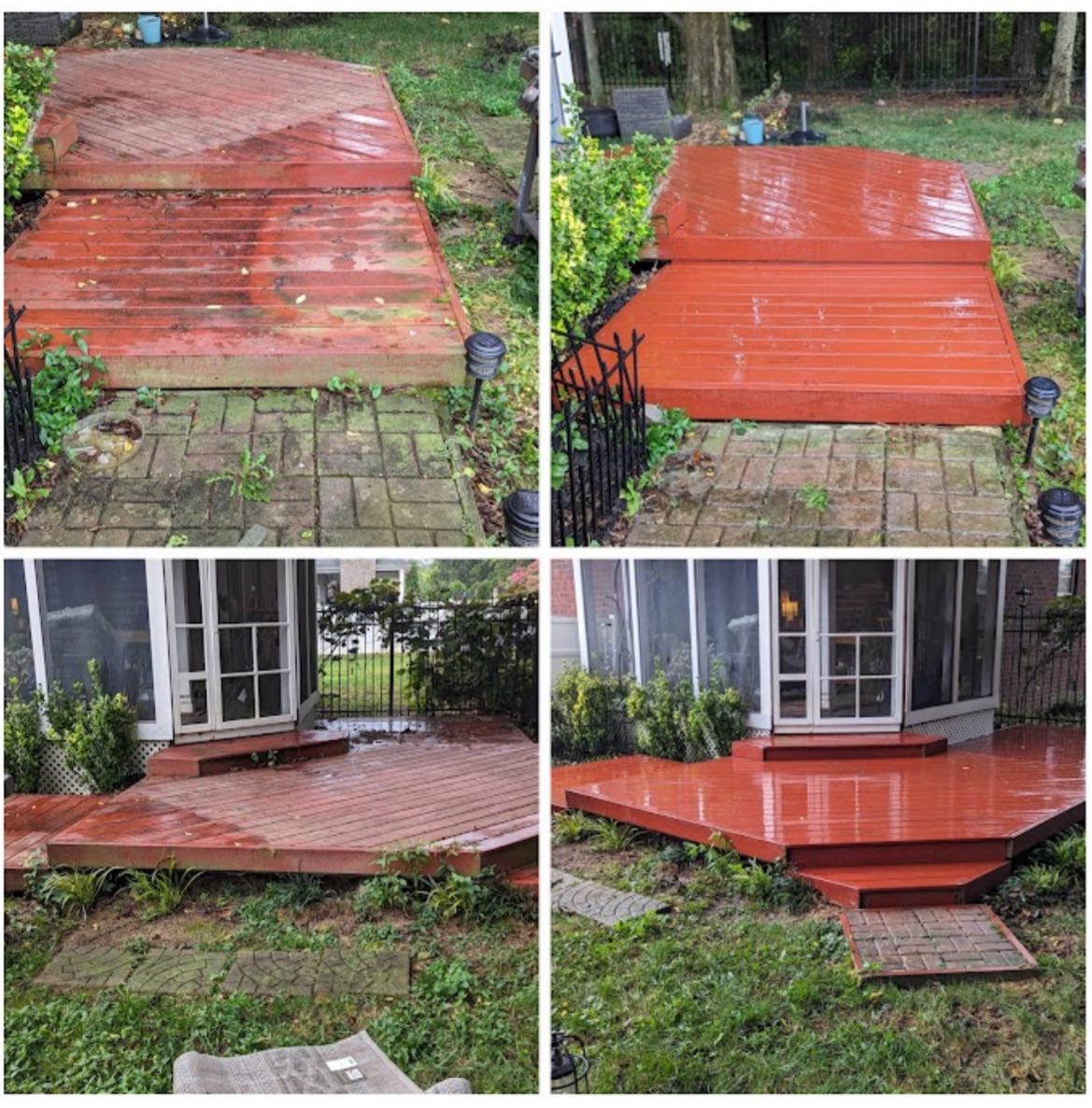 Deck pressure washing before and after comparison