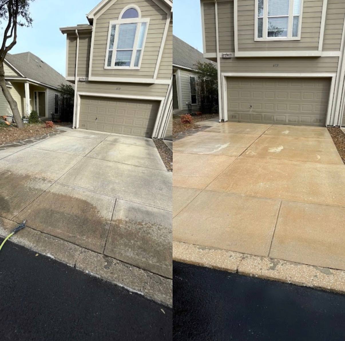 Residential driveway cleaning before and after