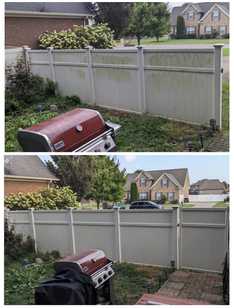 Fence washing before and after results