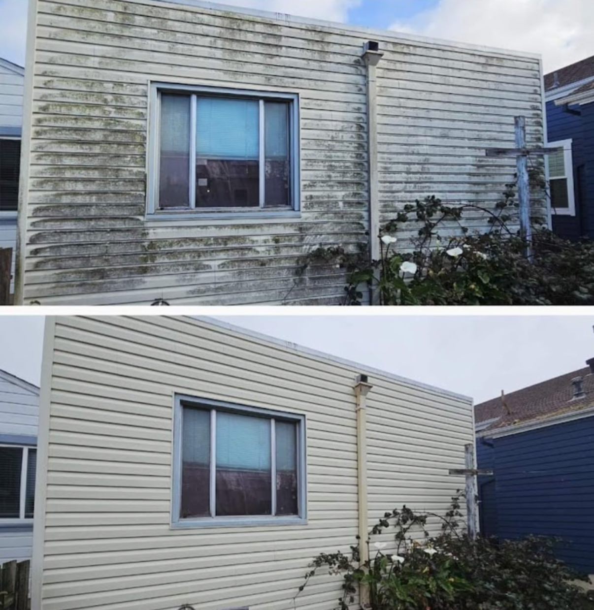 Mobile home exterior cleaning before and after